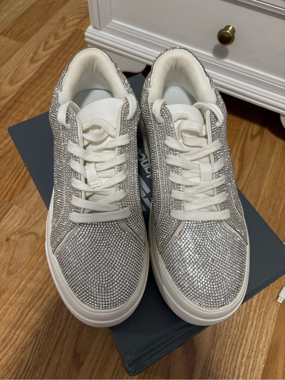 Women's Silver Crystal Accent Lace-Up Sneakers for Quinceañera, Sweet 16